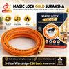Magic Lock Gold Suraksha LPG Safety Hose 1.5 M – Built-in Auto-Lock Nano Safety Device, ISI & BIS Certified, 5-Year Warranty + ₹50L Insurance