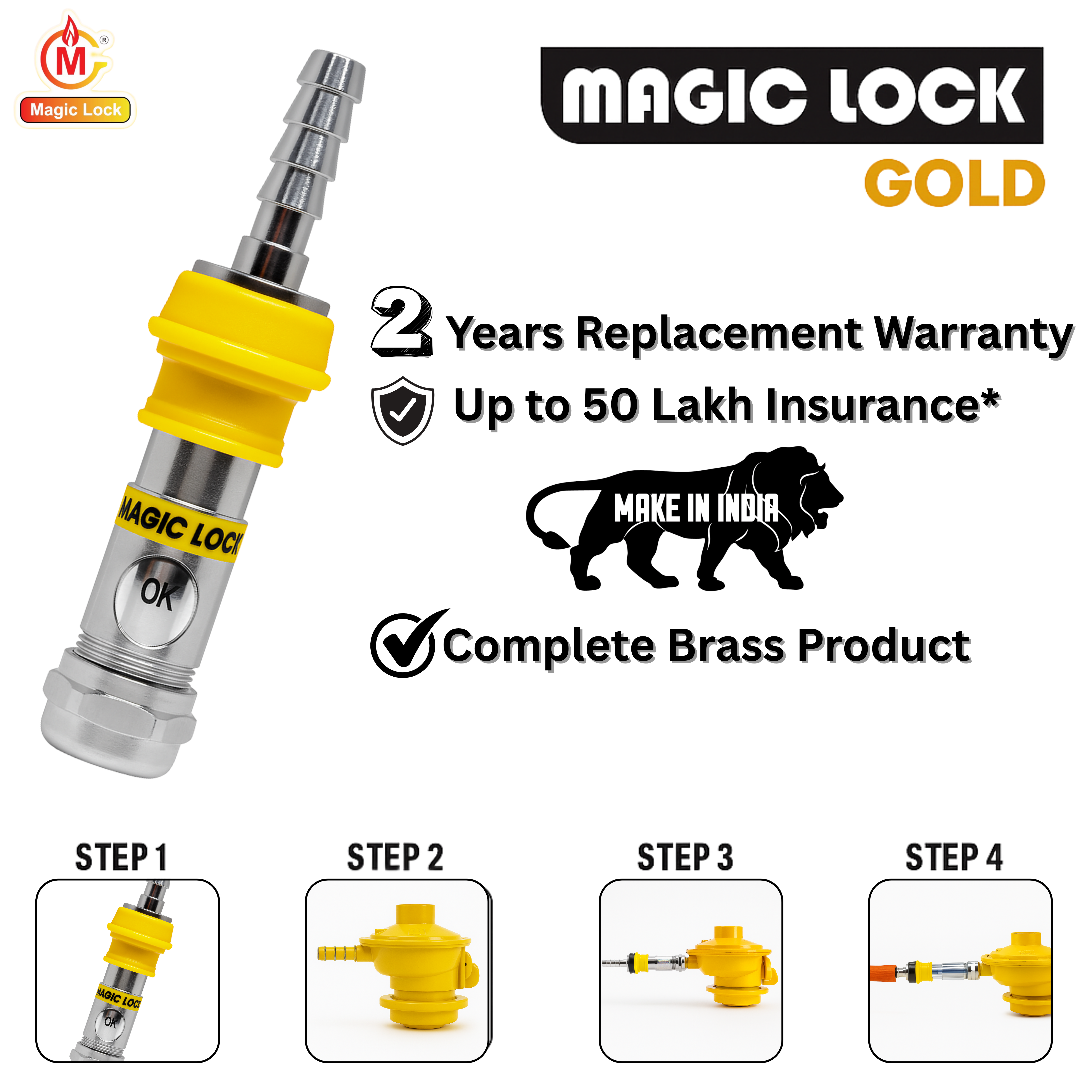 Magic Lock Z Plus LPG Gas Safety Device – Auto Gas Cut-Off Technology | Prevents Gas Leakage & Fire Accidents | Works with LPG Cylinders | No Electricity Required