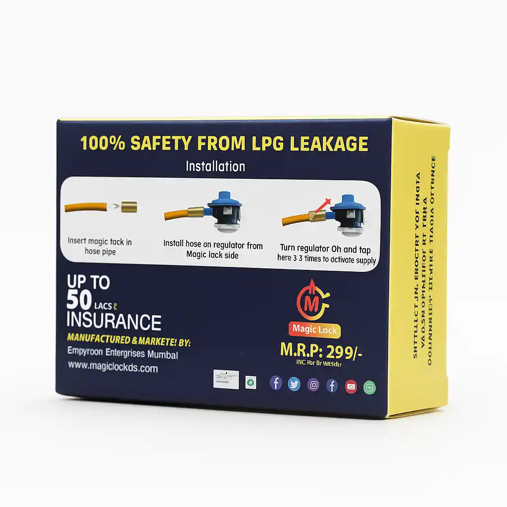 Magic lock Nano Technology Gas Safety Device | Gas Cylinder Safety Device | Gas Leak Detector | Gas Detector | Automatic Shut-Off