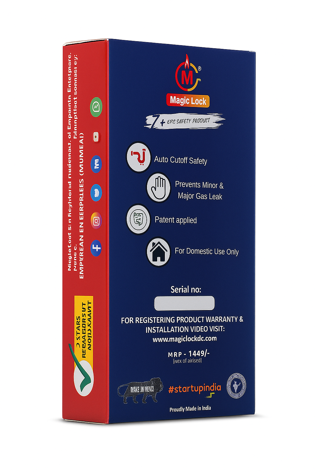 Magic Lock Z Plus LPG Gas Safety Device – Auto Gas Cut-Off Technology | Prevents Gas Leakage & Fire Accidents | Works with LPG Cylinders | No Electricity Required