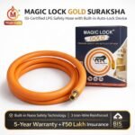 Magic Lock Gold Suraksha LPG Safety Hose 1.5 M – Built-in Auto-Lock Nano Safety Device, ISI & BIS Certified, 5-Year Warranty + ₹50L Insurance - Image 6