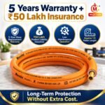 Magic Lock Gold Suraksha LPG Safety Hose 1.5 M – Built-in Auto-Lock Nano Safety Device, ISI & BIS Certified, 5-Year Warranty + ₹50L Insurance - Image 3